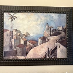 Mediterranean Coastal Village Wall Art