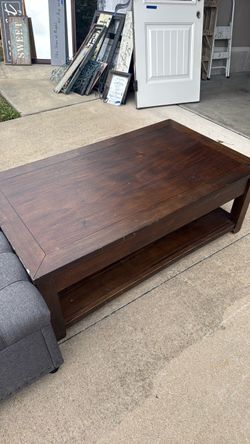 Dark Wood Coffee Table with Lower Shelf