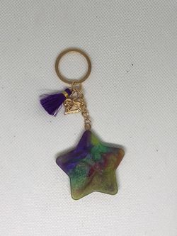 Resin Rainbow Star  Charm Keychain