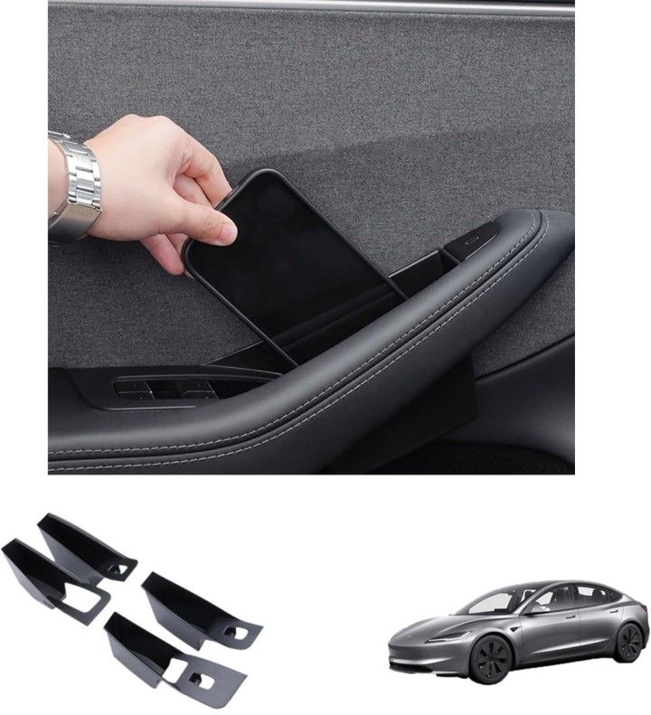 4-Piece Door Side Storage Box Set for Tesla Model 3 Highland/Model Y