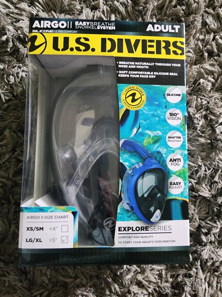 US Divers Full Face Snorkel Mask Adult LG/XL