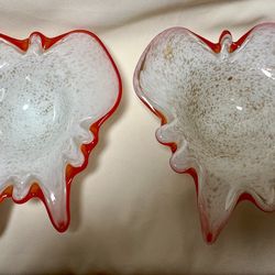 Pair of Mid-Century Murano Fratelli Toso Splash Bowl – Copper Aventurine – 9”