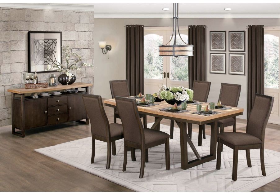 Compson Dining Table By home Elegance+ 4 Chairs & Bench