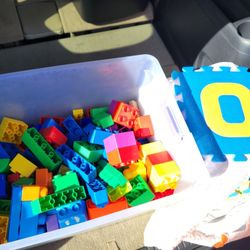 Lego Duplo Pieces And Foam Floor Squares 