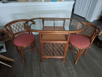 Rattan Bistro Table and 2 Chairs Set