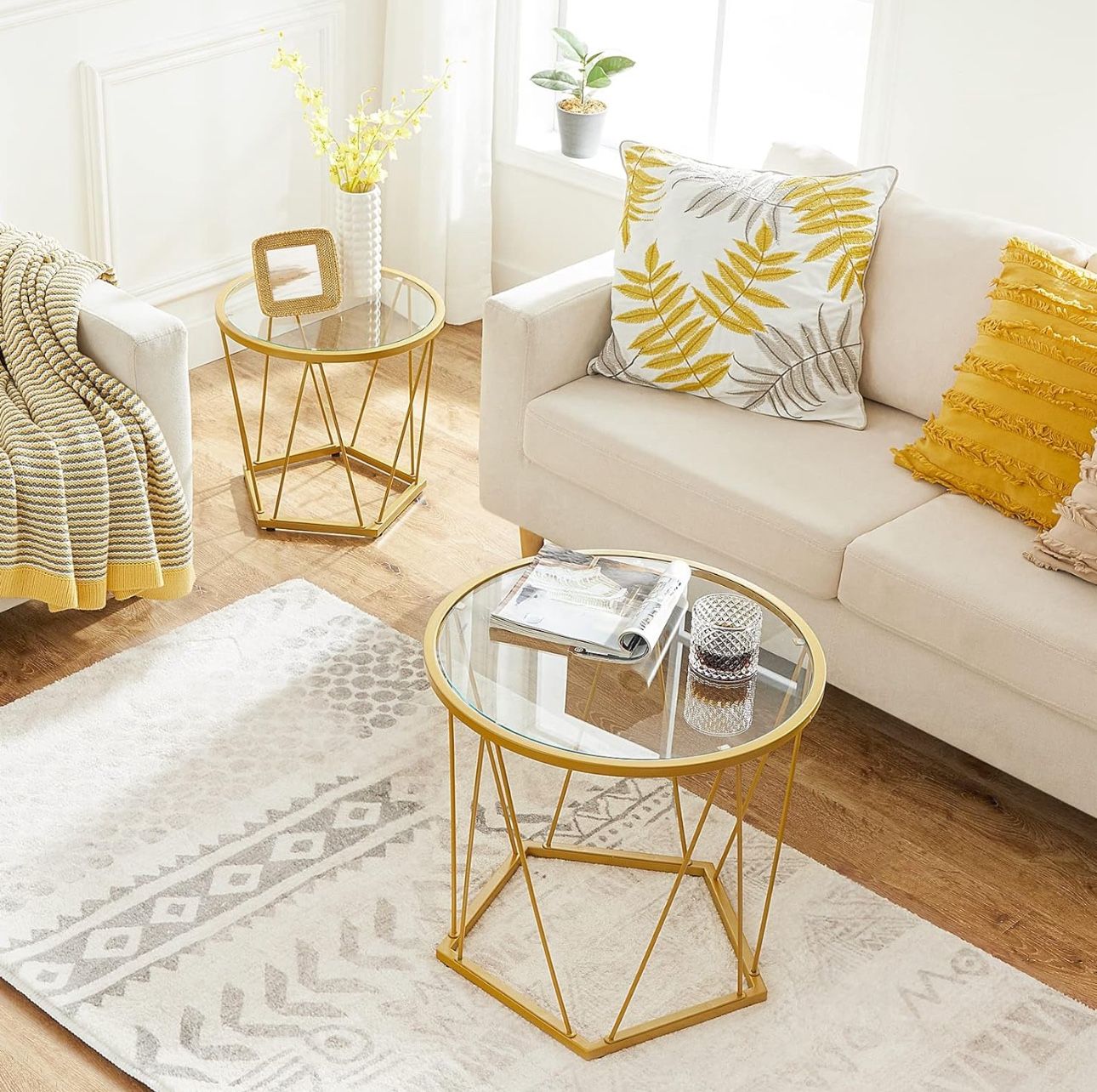 Round Coffee Tables Or End Tables — Modern Style, Gold