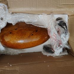 LUXWELL Hanging Pendant Lighting, with handblown Amber Color Glass Oval Art Shade Hanging Light, Oil Rubbed Bronze
Finish