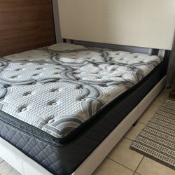 Upholstered Wood Frame California King Size Platform Bed with Wingback Headboard Beige Color