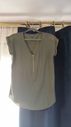 Army green silk blouse