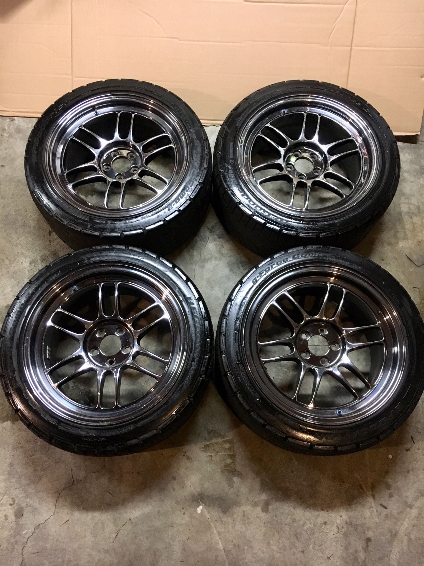 17x9 Enkei RPF1 SBC w/BFGoodrich Tires 5x100 Subaru WRX BRZ FRS