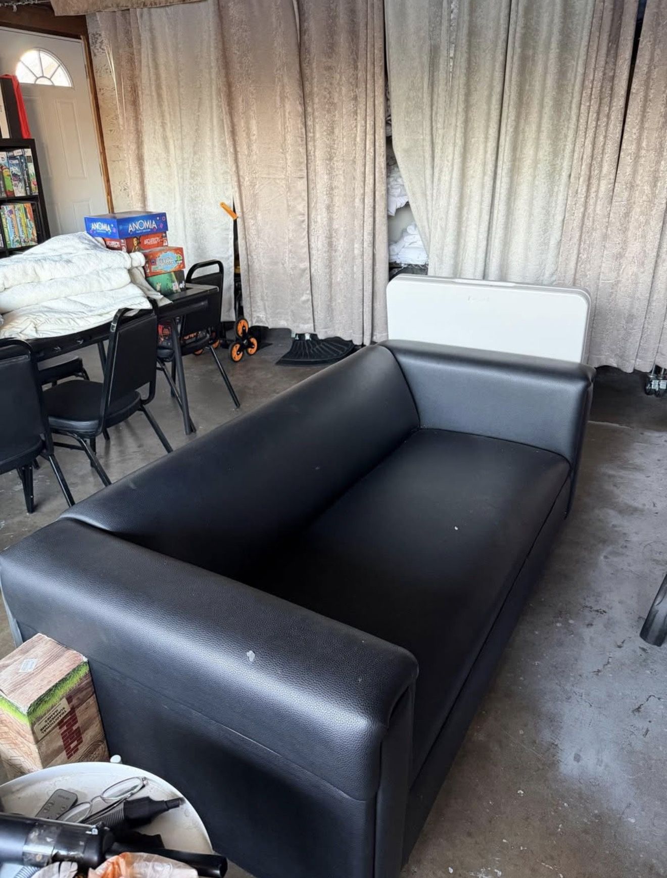 Black Faux Leather Couch