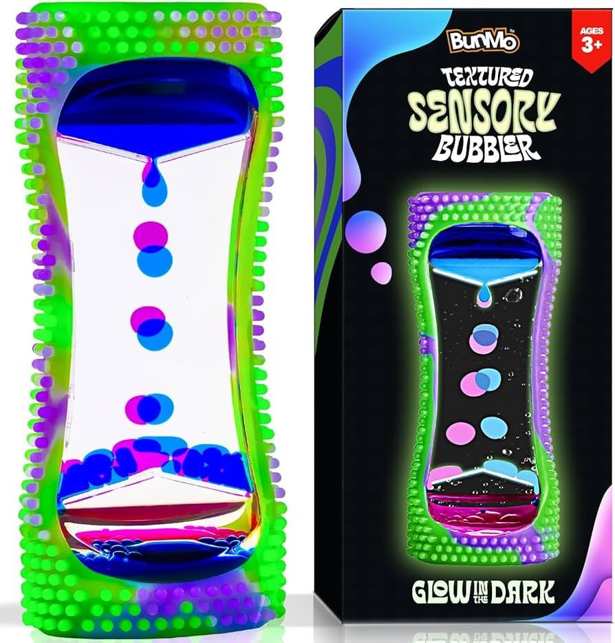 BUNMO Liquid Motion Bubbler Sensory Toy - Calming Fidget Toy for Kids & Adults, Textured Silicone Bubble Timer with Mesmerizing Liquid Flow Sensory Bo