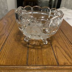 Crystal They/Candy Dish With Floral Design.