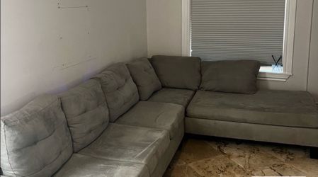 L shape gray couch