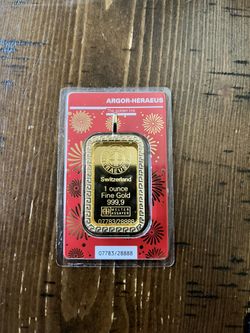 1 oz Gold Bar With 14k Bezel