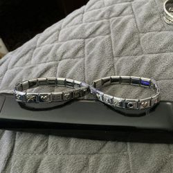  Pair of Italian Charm Bracelets – 17 Links Each – Zoppini, L’Amore di Firenze – Stainless Steel