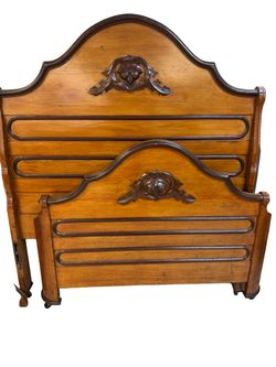 Antique Victorian Carved Wood Bed Frame