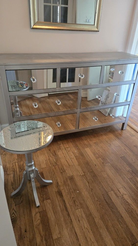 Mirrored Dresser and side table