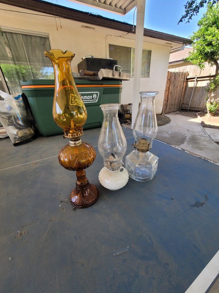 3 Vintage Oil Lamps
