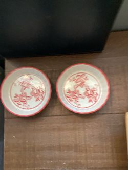New Set of 2 BIA Red Floral Ramekins