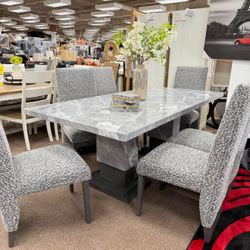 6 Chair Marble Dining Table 