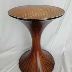 Vintage Mangowood Hourglass Shape Spinner Stool Or Side Table