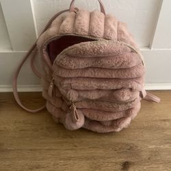 Girls Fluffy Pink Mini Backpack