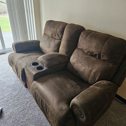 Light Brown Two Seat Recliner 