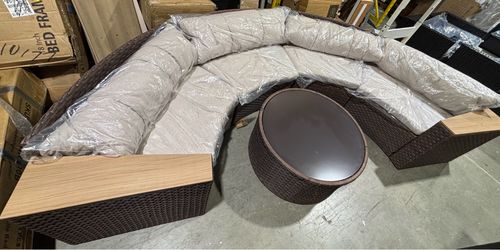 Premium All-Weather Wicker 4 - Person Modular Patio Conversation Set with Cushions