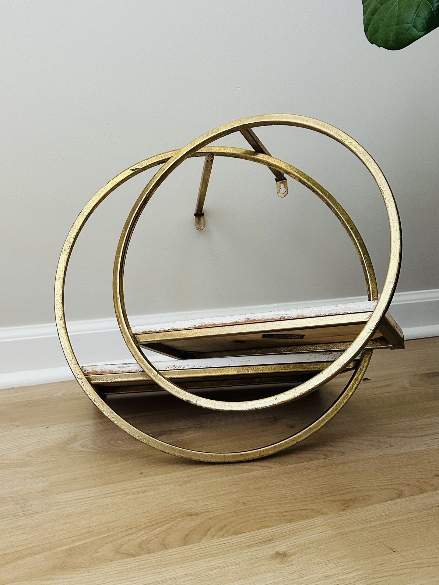 Set Of 2 Gold Circular Shelves Wall Shelving