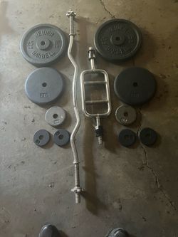 Weider Barbell Weight Set with EZ Curl and Tricep Bars