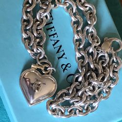 Tiffany & Co. Vintage Heart Lock & Key Pendant Necklace