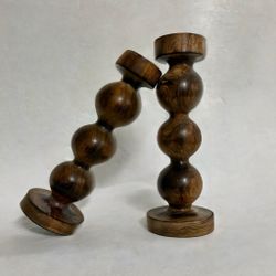Wooden Candle Holders (2pcs)