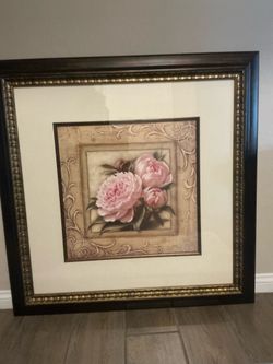Flower wooden framed painting.