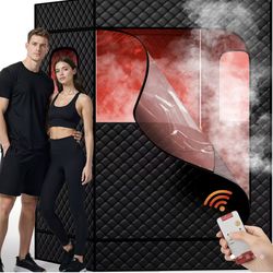 (New Box) home Sauna for Two, Featuring Two 1000W Steam Generators, Two Foldable Chairs, Adjustable Temperature Settings (Ranging from 104°F to 140°F)