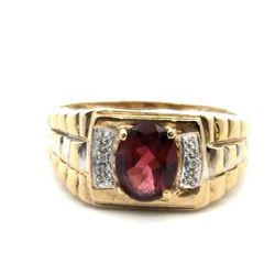 Men’s Or Woman’s 10k Yellow Gold Oval Red Stone Ring Size 12 GP3128194