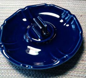 Vintage Hall China Cobalt Blue Ashtray 665 Matchbook Holder Scalloped USA...