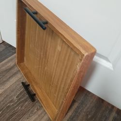 Wooden Serving Tray, 24"LX24"WX2"H, Food Tray w/ Handles