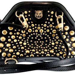 Gucci - GG with Lion head - Small shoulder Bag - Black with Gold accessories
