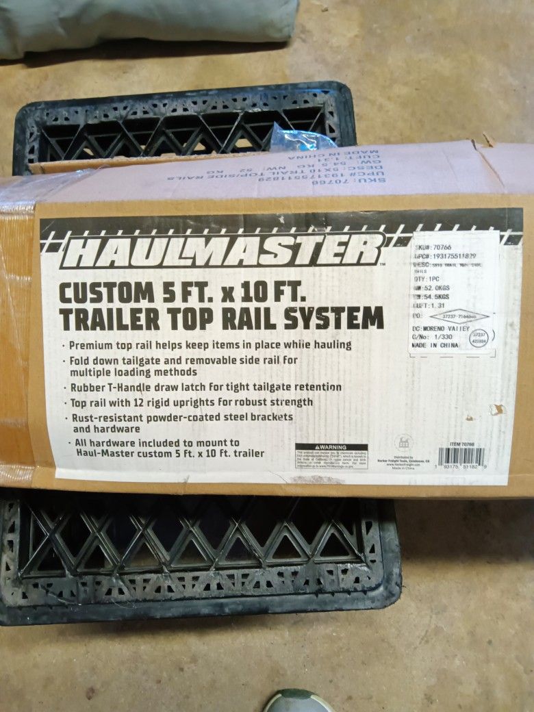 5 Ft x 10 Ft Custom Trailer Top Rail System