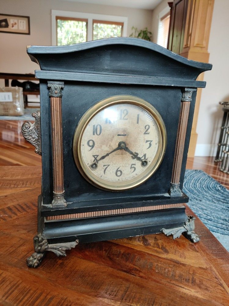 Antique Ingraham Mantle Clock Claw Feet