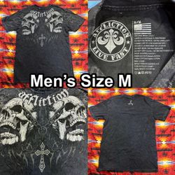 Y2K Vintage Affliction Live Fast Skulls Gray T-Shirt Men’s Size Medium