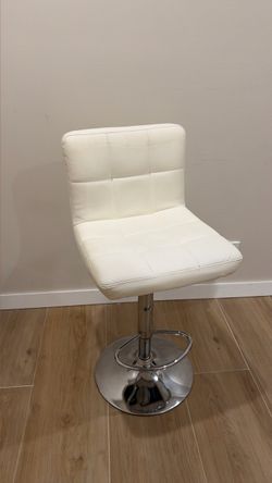 White Faux Leather Adjustable Bar Stool