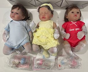 New 20” Reborn Baby Dolls Realistic Lifelike w/ Real Life Soft Weighted Body & Accessories - $55ea