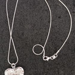 925 Sterling Silver Foto Frame Pendant/w 24 Inch Snake Chain 