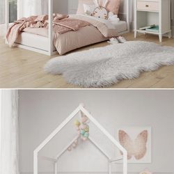 White Metal Montessori house bed