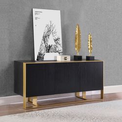 NEW BLACK & GOLD ACCENT TABLE ! 68" W x 18" Dx 31" H ! MINAS HOME FURNITURE ! 851 Van Houten Ave Clifton NJ 07013 