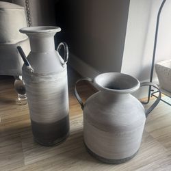 Gray Pottery Vases (Set of 2)