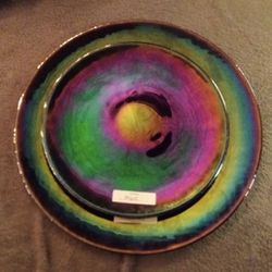 Rainbow Glass Dinner Plate And Salad Plate 
