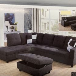 Black Leathe Sofa Set All Brand New